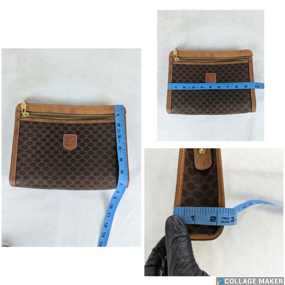 Celine Macadam Vintage Clutch Bag Brown Beige Pouch Made in Italy - Picture 12 of 12